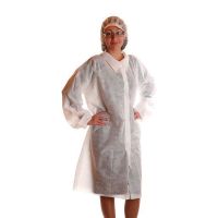 Халат р-р 50-54 [XL], 20 гр/м2, бел., нетк. мат-л СМС, 10 шт/упак 10 упак/кор КИТАЙ