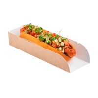 Лоток [короб] для фастфуда 225х69х10 мм, крафт-бел., карт., 900 шт/кор "OSQ" Pit stop tray РОССИЯ Pit stop tray