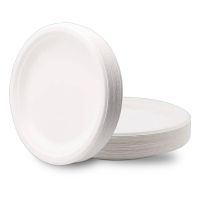 Тарелка одноразовая мелкая d225 мм, бел., целл., 50 шт/упак 500 шт/кор РОССИЯ 111225