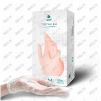 Перчатки виниловые, р-р M, неопудрен., прозр., 50 пар/упак "Safe&Ty" 10 упак/кор КИТАЙ ME10TR40SFBS83