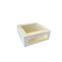 Коробка для торта 260х260х100 мм, с окном, неразъем.крышка, без руч., бел., карт., 15 шт/упак "Forgenika" Cake Window White 75 шт/кор РОССИЯ Cake Window White 260х260х100
