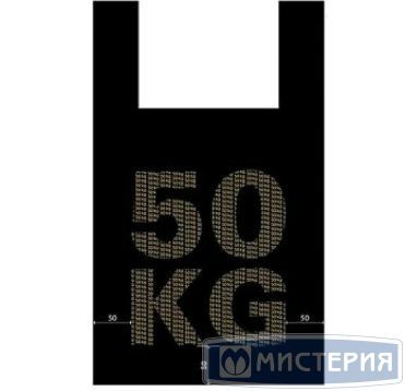 Пакет "майка" 30+16х55см ПНД, "50кг" черный, 30мкм