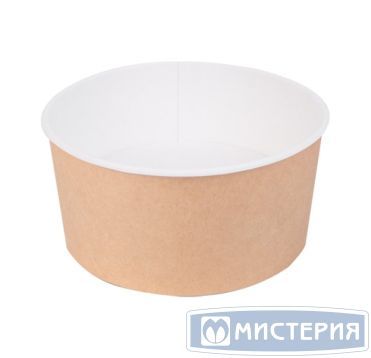 Контейнер 1000 мл, d150хh77 мм, без окна, без крышки, крафт-бел., карт., 45 шт/упак "OSQ" Round Bowl kraft 270 шт/кор РОССИЯ Round Bowl 1000 kraft