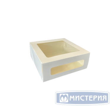 Коробка для торта 260х260х100 мм, с окном, неразъем.крышка, без руч., бел., карт., 15 шт/упак "Forgenika" Cake Window White 75 шт/кор РОССИЯ Cake Window White 260х260х100