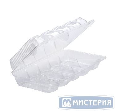 Упаковка прям. внеш. 254х150х60мм, внутр. 5 секций 120х45х55мм на 5 эклеров, прозрачная, ОПС ИП-28С5