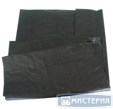 Мешок для мусора 180 л, [70+20]х110 см, 55 мкм, черн., ПВД, 50 шт/упак 6 упак/кор РОССИЯ 460624т