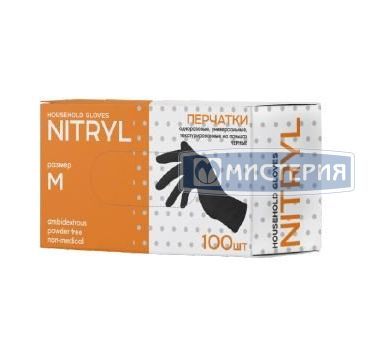 Перчатки нитриловые, р-р M, неопудрен., черн., 50 пар/упак 10 упак/кор КИТАЙ N003BK