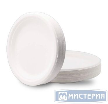 Тарелка для салатов и вторых блюд, д/хол./гор., кругл., d 225мм, бел., целлюлоза