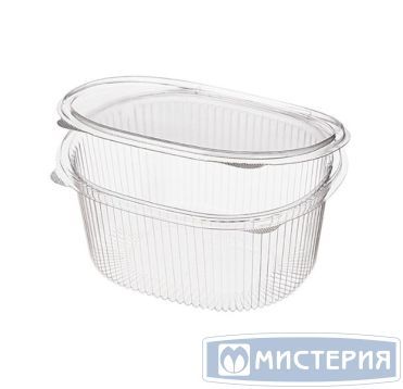 Контейнер 1000 мл 1-секц., овал 175х149х79 мм, неразъем.крышка, прозр., ОПС, 270 шт/кор "Комус" 270 шт/упак РОССИЯ РКС-1000 (ОП) (ТТ)
