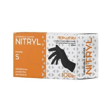 Перчатки нитриловые, р-р S, неопудрен., черн., 50 пар/упак 10 упак/кор КИТАЙ N002BK