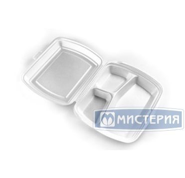 Ланч-бокс 3-секц. 247х206х70 мм, бел., ВПС, 100 шт/кор 100 шт/упак РОССИЯ