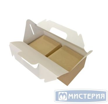 Контейнер 4000 мл, 288х142х98 мм, без окна, неразъем.крышка, крафт-бел, карт., 200 шт/кор "OSQ" Eco Box with Handle РОССИЯ ECO BOX WITH HANDLE