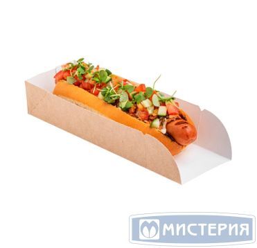 Лоток [короб] для фастфуда 225х69х10 мм, крафт-бел., карт., 900 шт/кор "OSQ" Pit stop tray РОССИЯ Pit stop tray