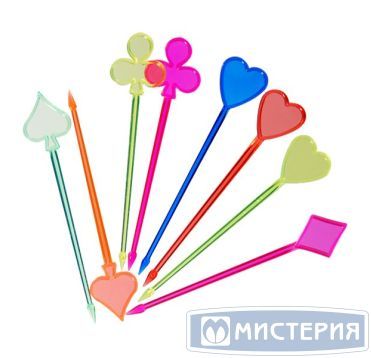 Пика 90 мм, диз. "Карты", цвет в ассорт., ПС, 35 шт/упак 50 упак/кор РОССИЯ
