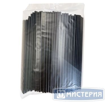 Трубочки для коктейлей 150 мм, d4 мм, черн., пласт. прямые, 500 шт/упак 30 упак/кор РОССИЯ 117043
