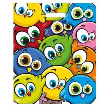 Пакет 380х450 мм, 60 мкм с проруб. ручками, диз. "Забавные птички", ПВД, 50 шт/упак "Тикопластик" 500 шт/кор РОССИЯ н00228481