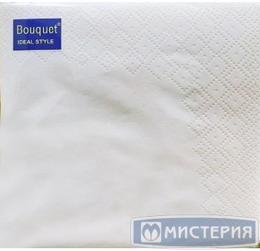 Салфетки 240х240 мм 2-сл., бел., бум., 50 шт/упак "Bouquet" 28 упак/кор РОССИЯ 57350