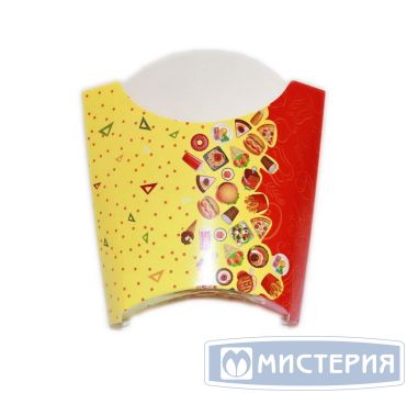 Одноразовая коробка для картофеля фри, из картона, с печатью 34х83х133 мм, Рог изобилия