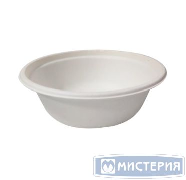 Тарелка одноразовая глубокая 500 мл, d155 мм, бел., сах. тростник, 50 шт/упак "GREEN MYSTERY" 1 000 шт/кор КИТАЙ TM-L112/PB-500