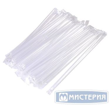 Трубочки для коктейлей 250 мм, d12 мм, прозр., пласт. прямые в инд. упаковке, 250 шт/упак 5 упак/кор БЕЛАРУСЬ